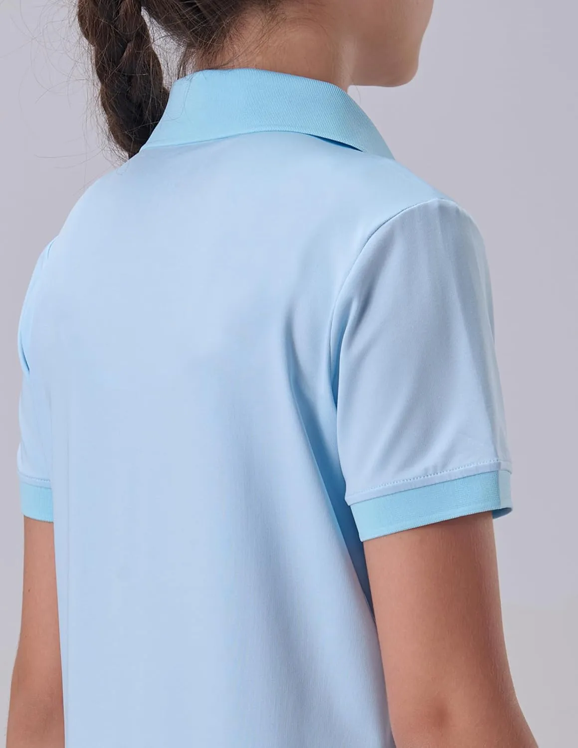 3 Pack Youth Girls' Performance Polo Shirts, Short Sleeve Pique Collared Kids School Uniform Tops