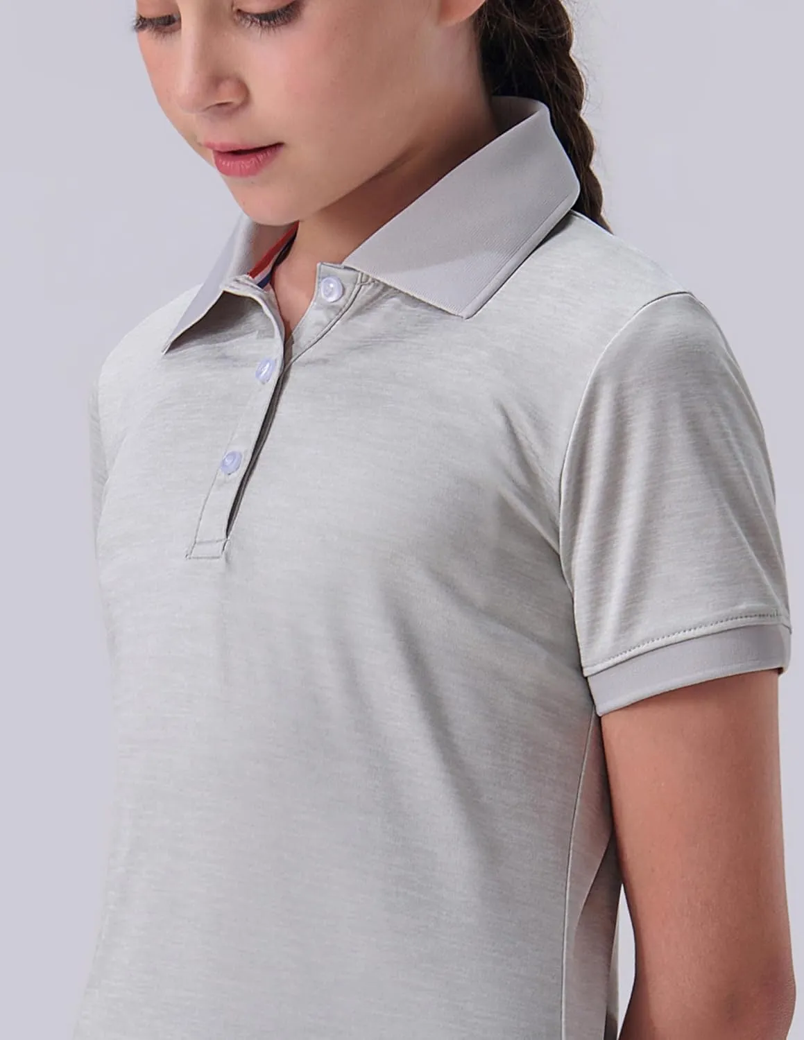3 Pack Youth Girls' Performance Polo Shirts, Short Sleeve Pique Collared Kids School Uniform Tops