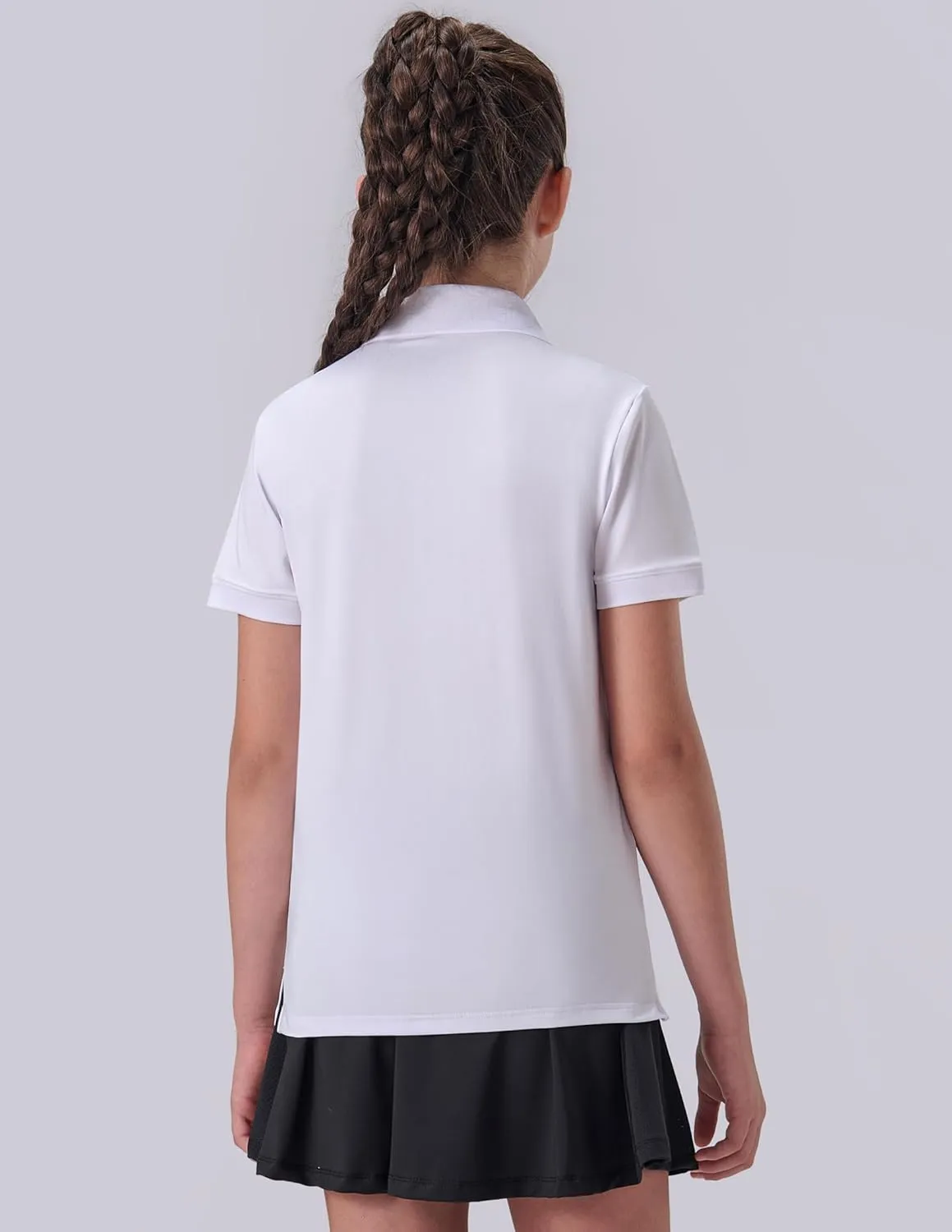 3 Pack Youth Girls' Performance Polo Shirts, Short Sleeve Pique Collared Kids School Uniform Tops