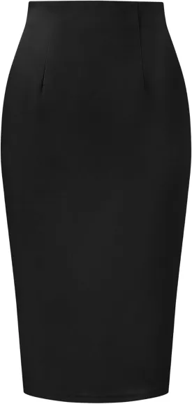 Allegra K Wear to Work Pencil Skirts for Women's Business Knee Length High Waist Bodycon Suit Skirt