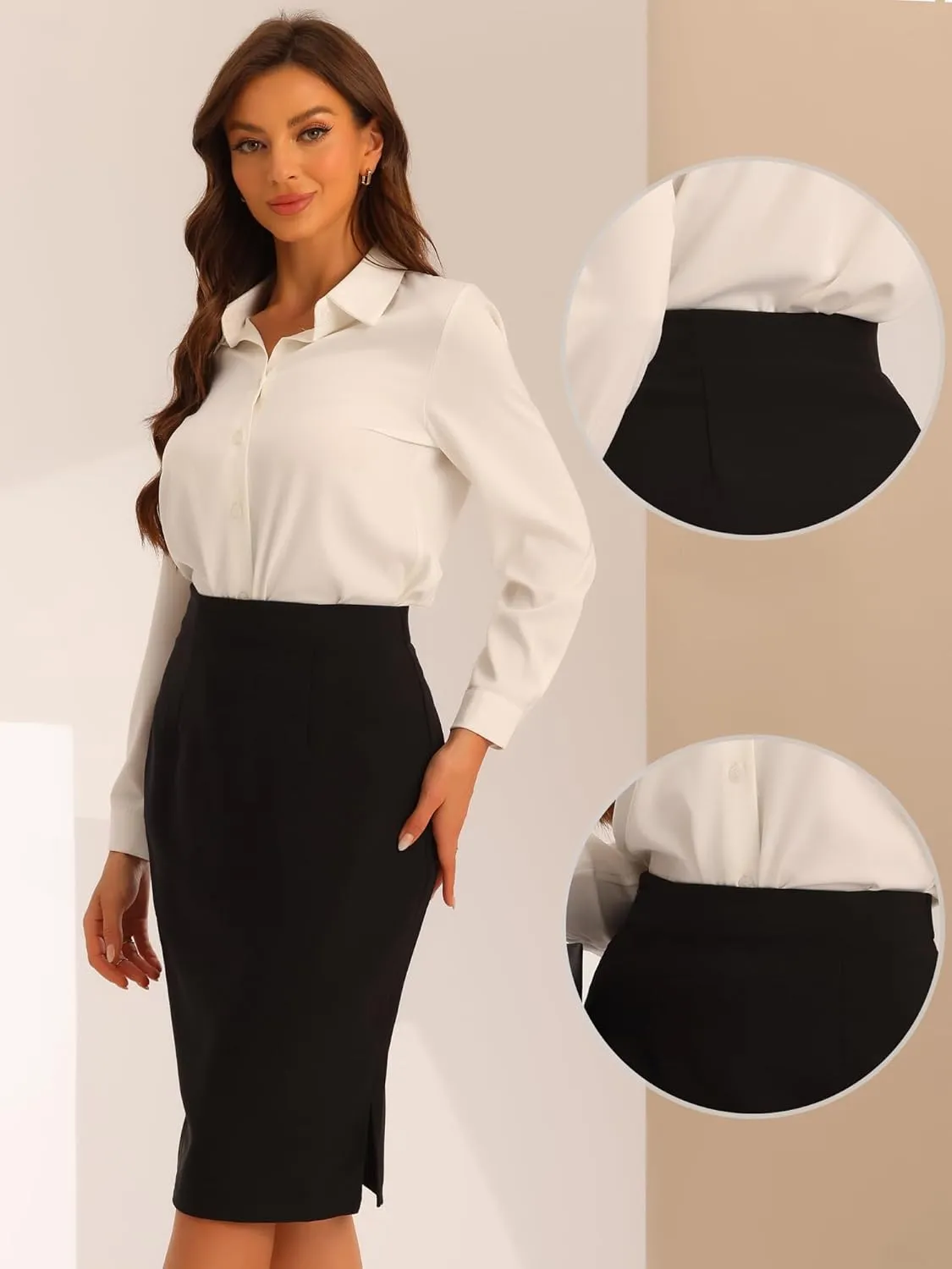 Allegra K Wear to Work Pencil Skirts for Women's Business Knee Length High Waist Bodycon Suit Skirt
