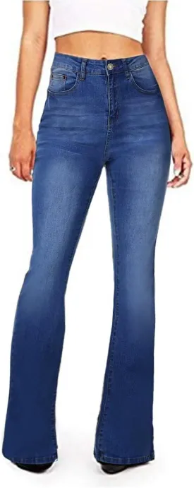 AMRSPENG Women's Black Bell Bottom Jeans: High Waist Flare Bootcut Stretch Slimming Jeans for Women