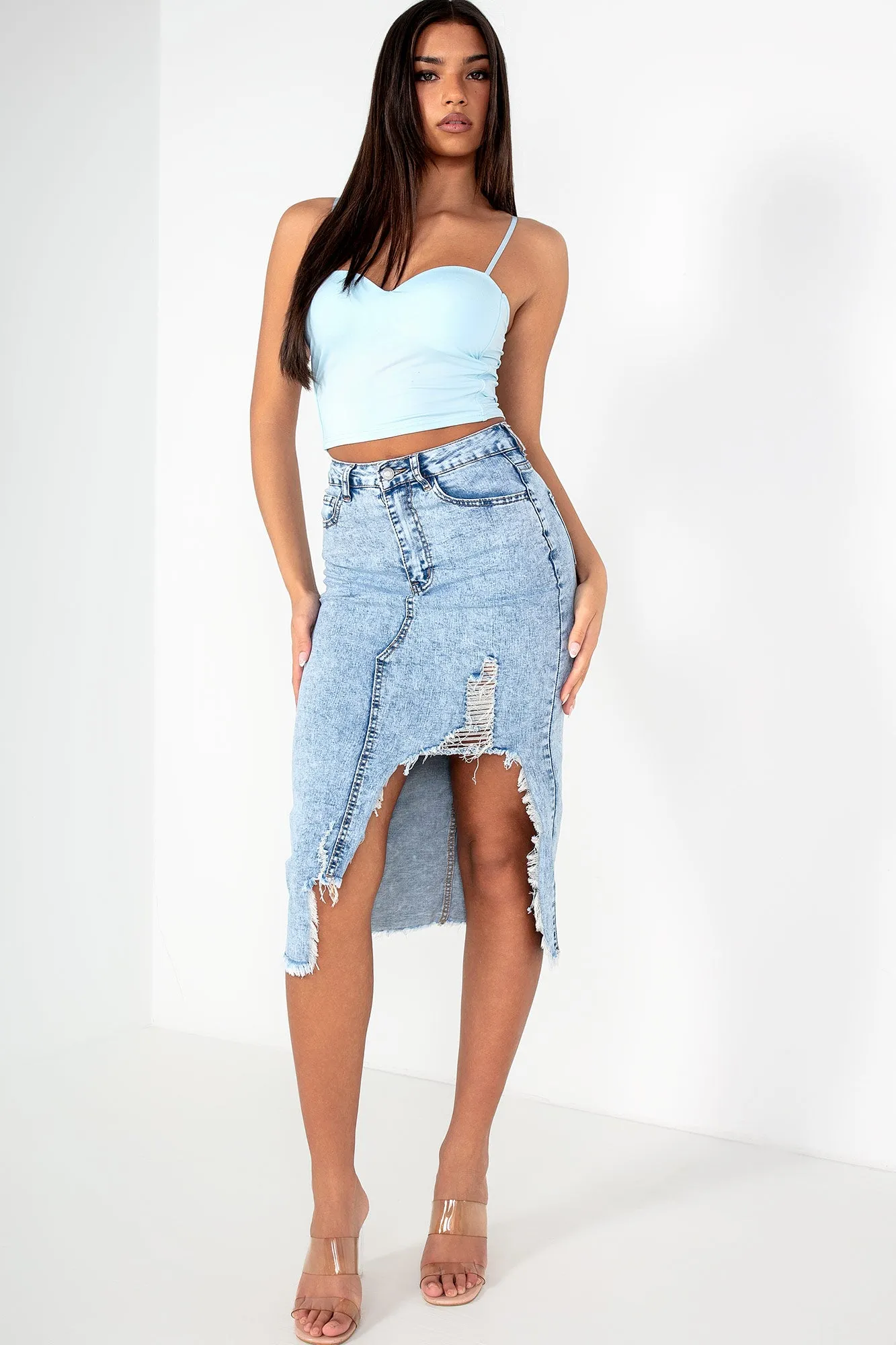 Avery Blue Acid Wash Denim Skirt