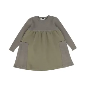 BACE COLLECTION OLIVE KNIT SCUBA POCKET DRESS [Final Sale]