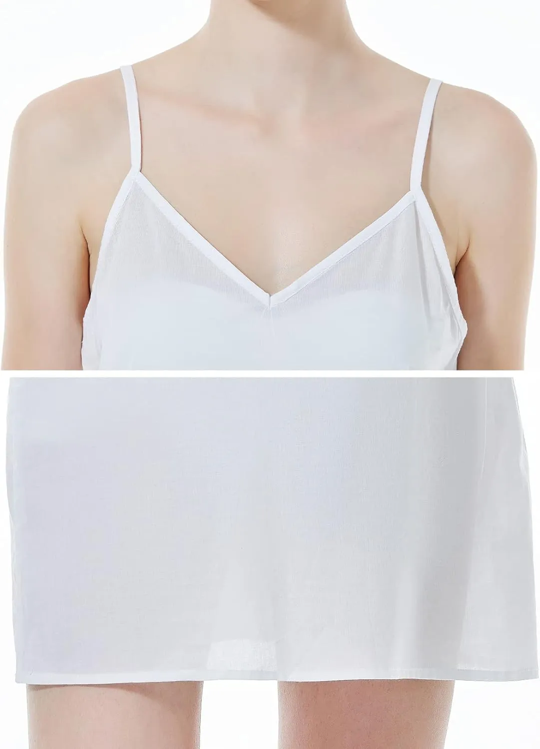 BEAUTELICATE Women 100% Cotton Slip with Adjustable Straps Under Dress Lightweight Above Knee Summer Nightgown