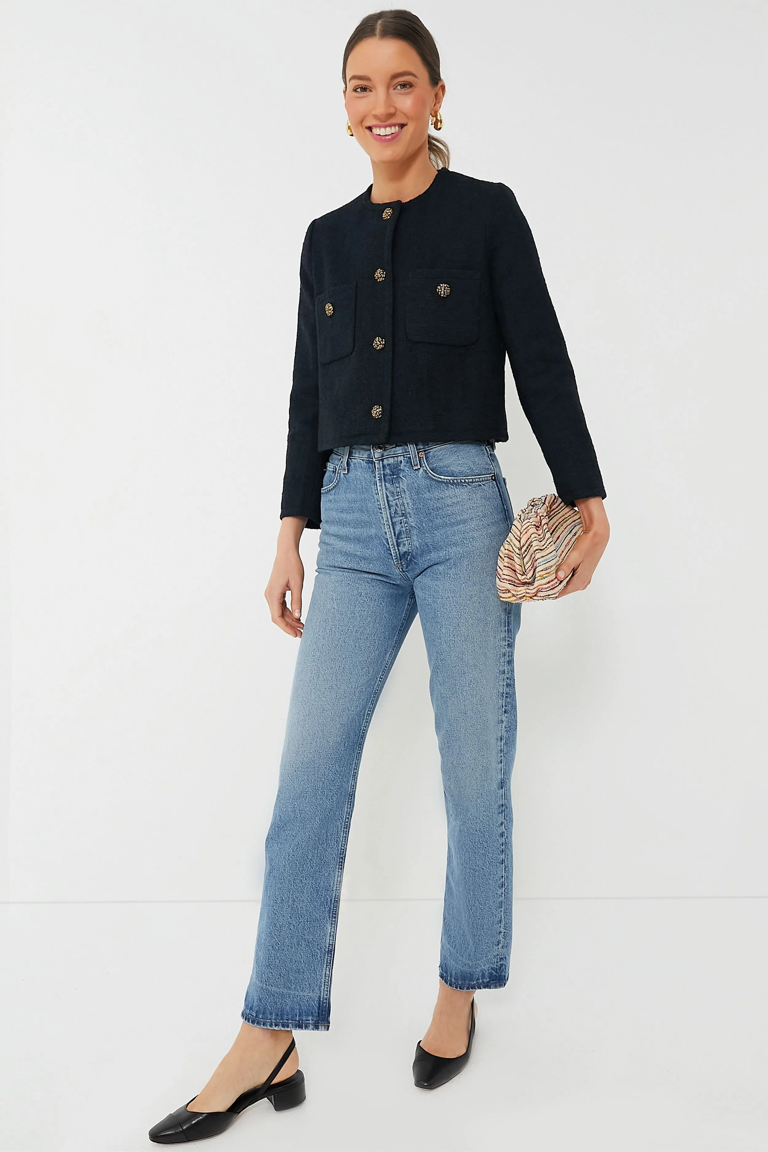 Black Cecile Sling Back Flats