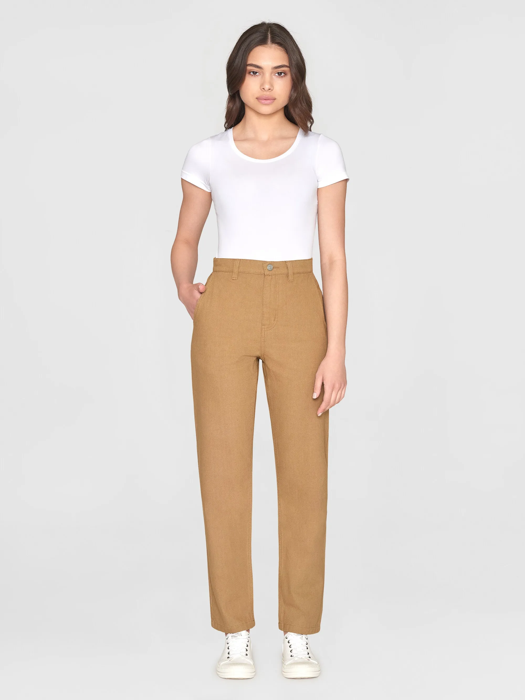 CALLA tapered canvas pant - Kelp melange