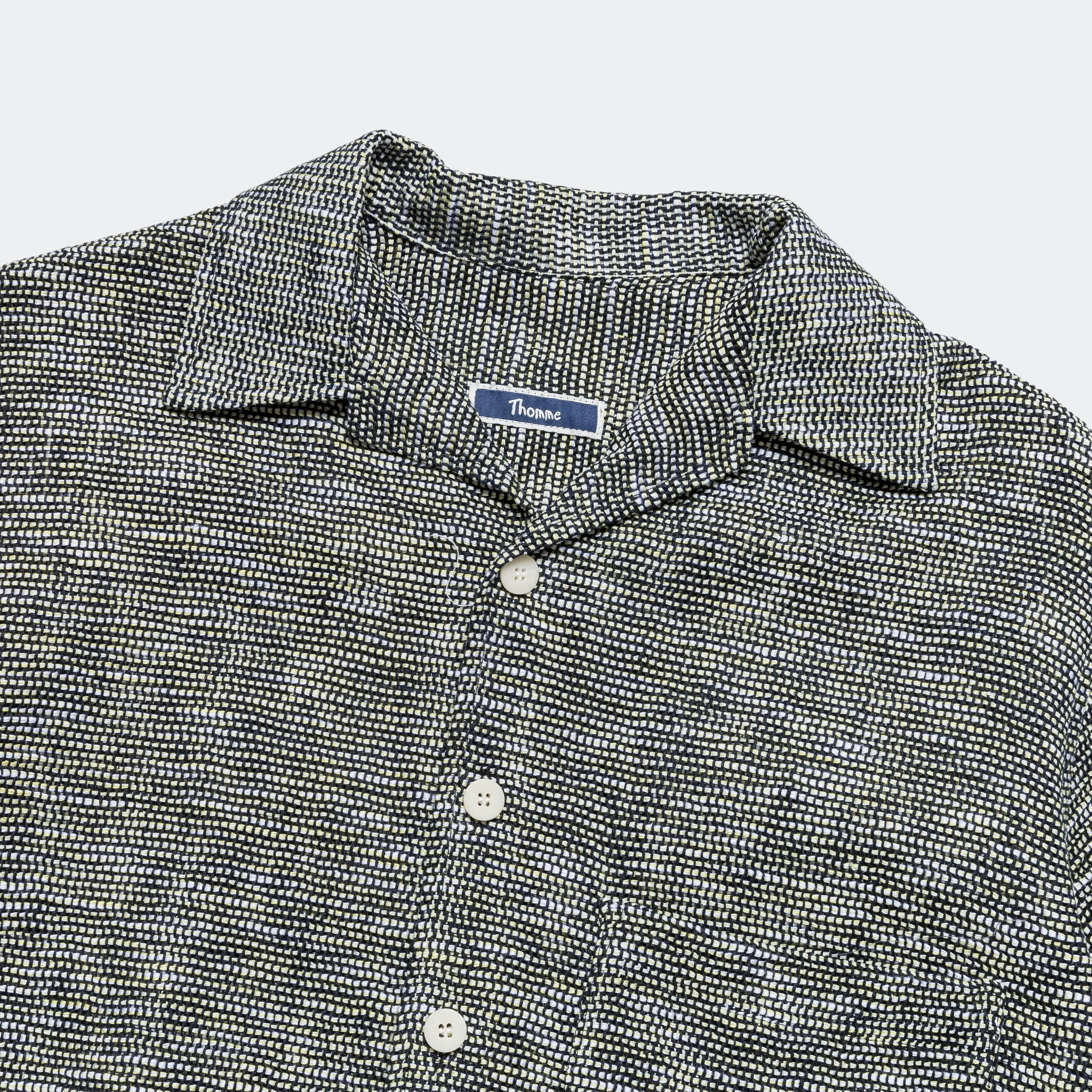 White & Black Woven Camp Shirt