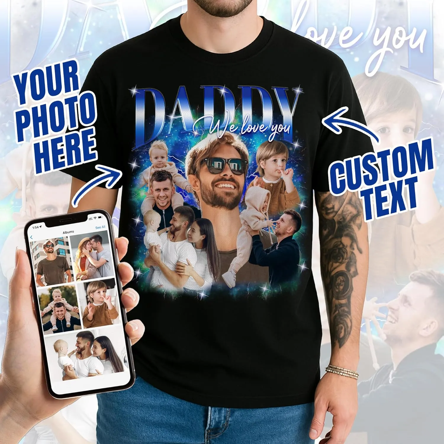 Custom Photo Shirt for Men & Women, Personalized Shirt with Picture Gift for Boyfriend Girlfriend, Dad Mom, Friends, Family