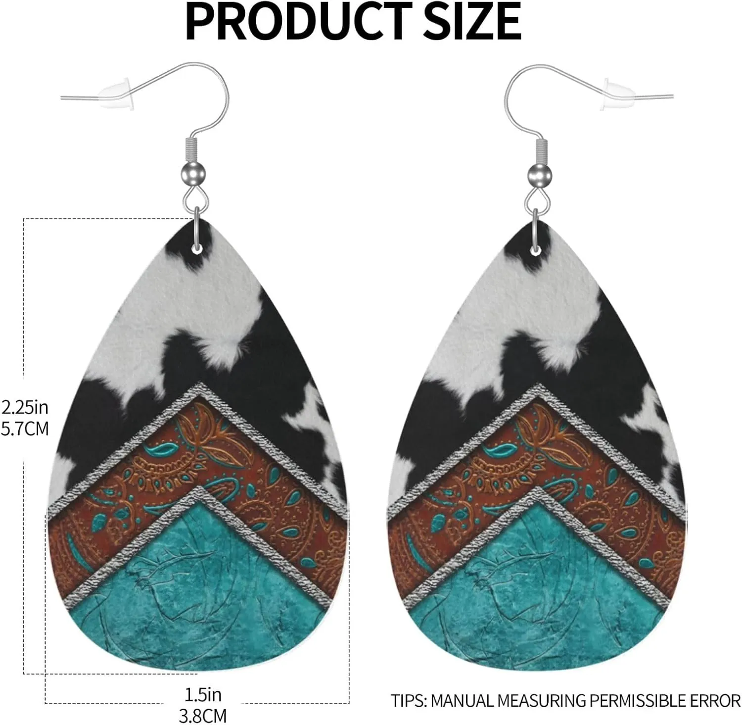 Fashion Art Leather Earrings For Women, Death Of Day Double-sided Teardrop Earring, Leaf Dangle Drop Earrings, Art Earrings Jewelry For Beach Party Gift
