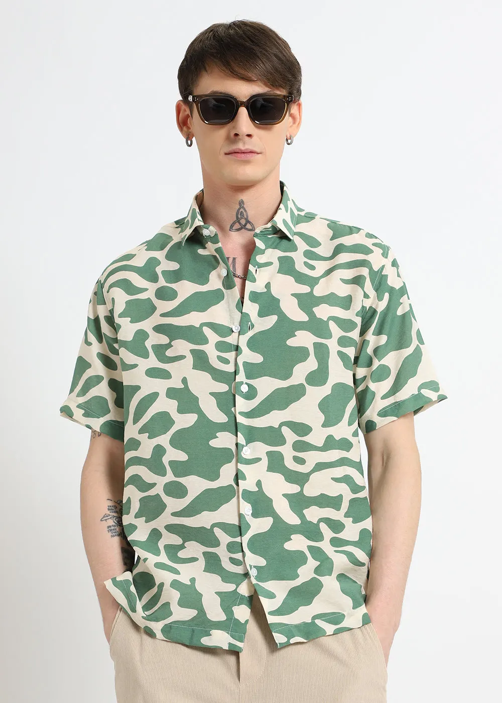 Green Abstract Printed Shirt