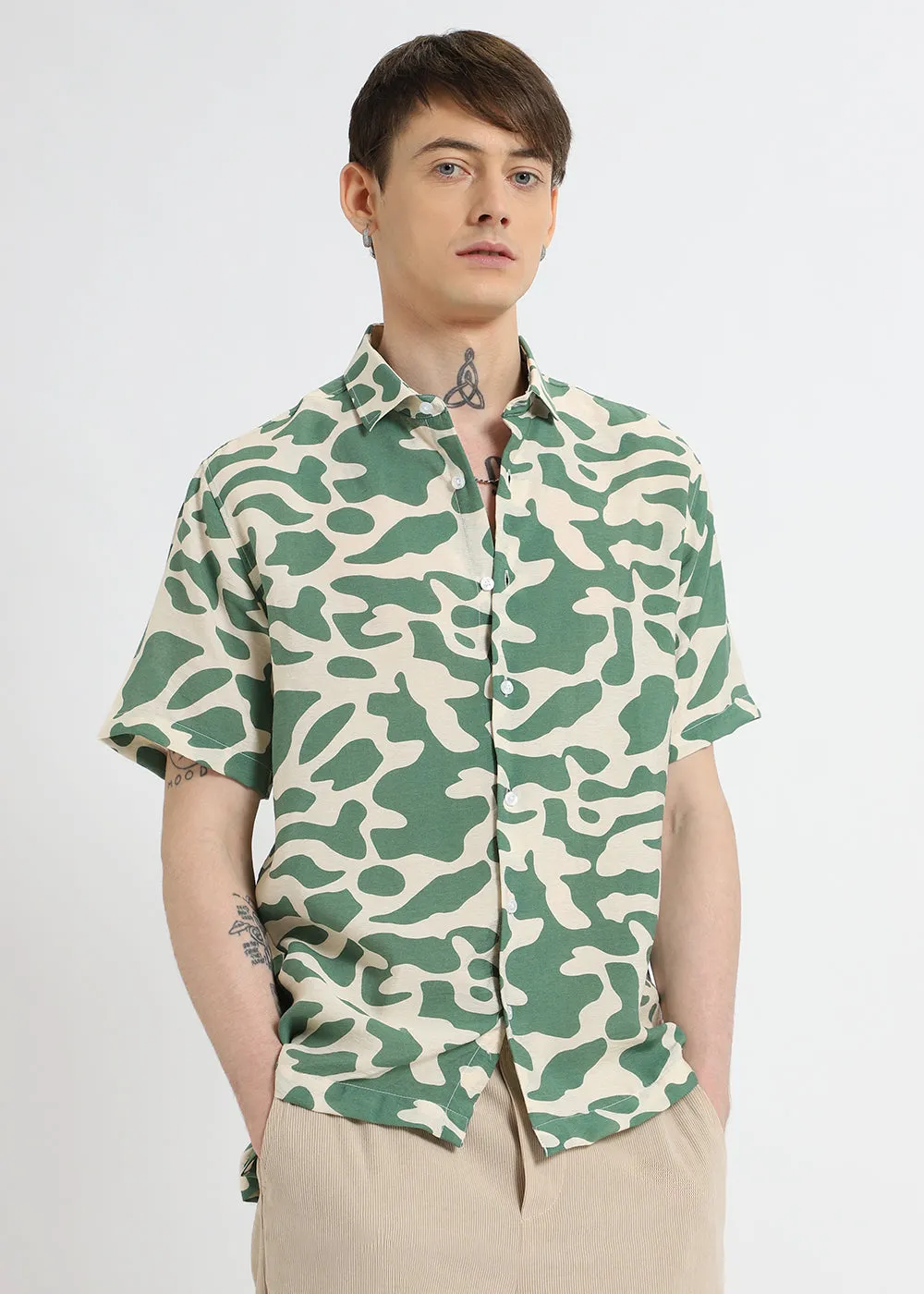 Green Abstract Printed Shirt