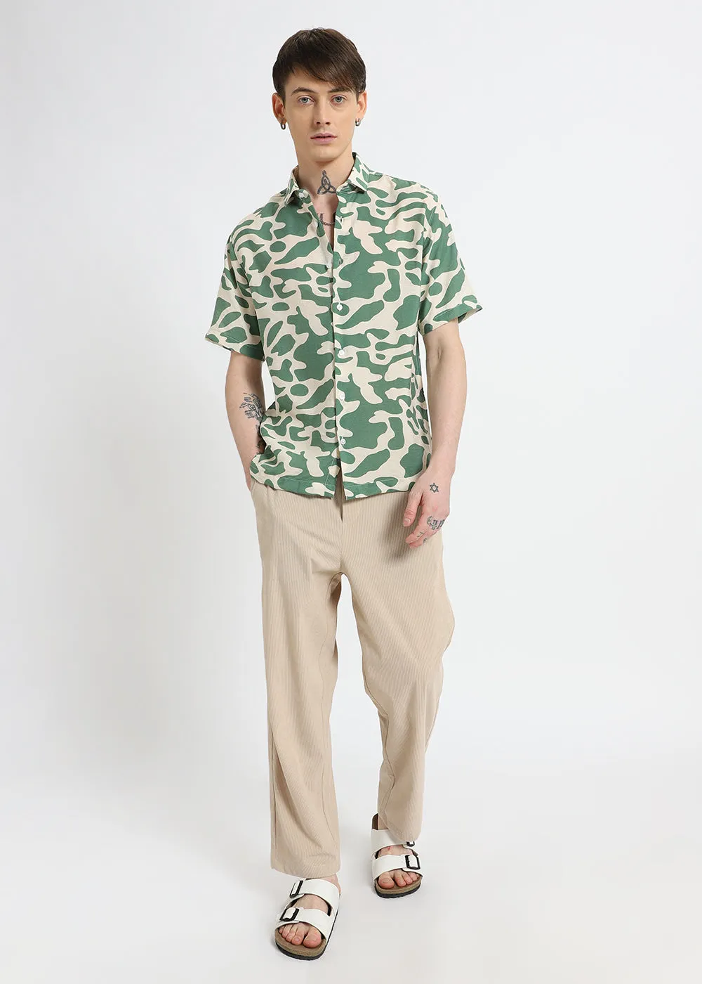 Green Abstract Printed Shirt