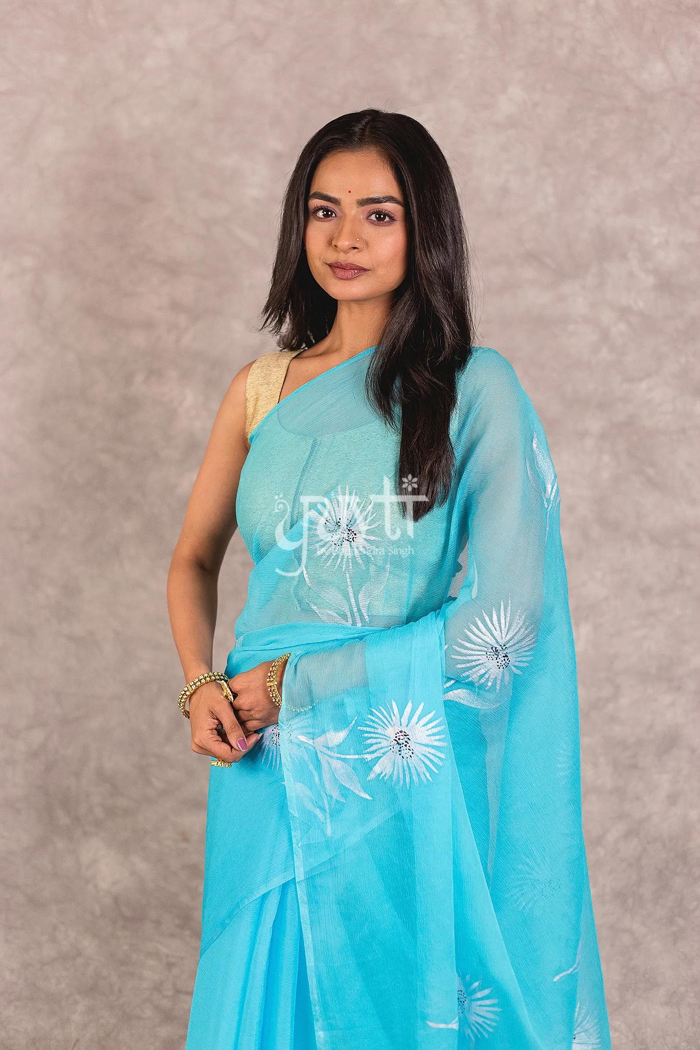 Handpainted Chiffon Saree