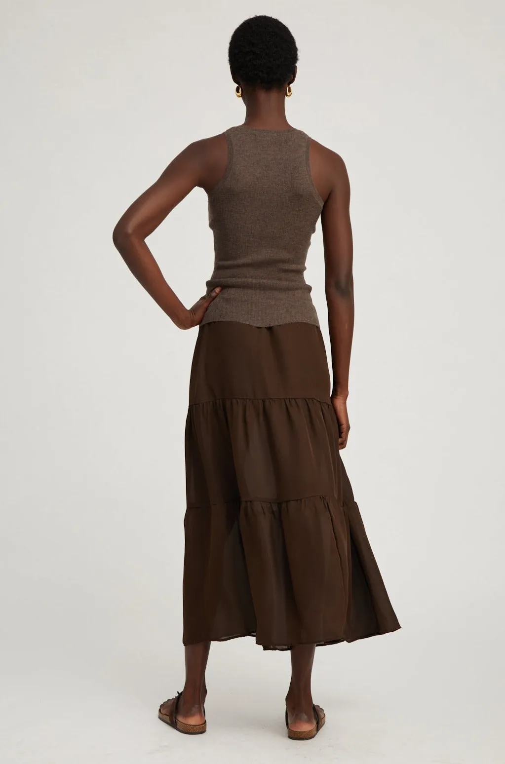 Heather Brown Cashmere Racer Tank