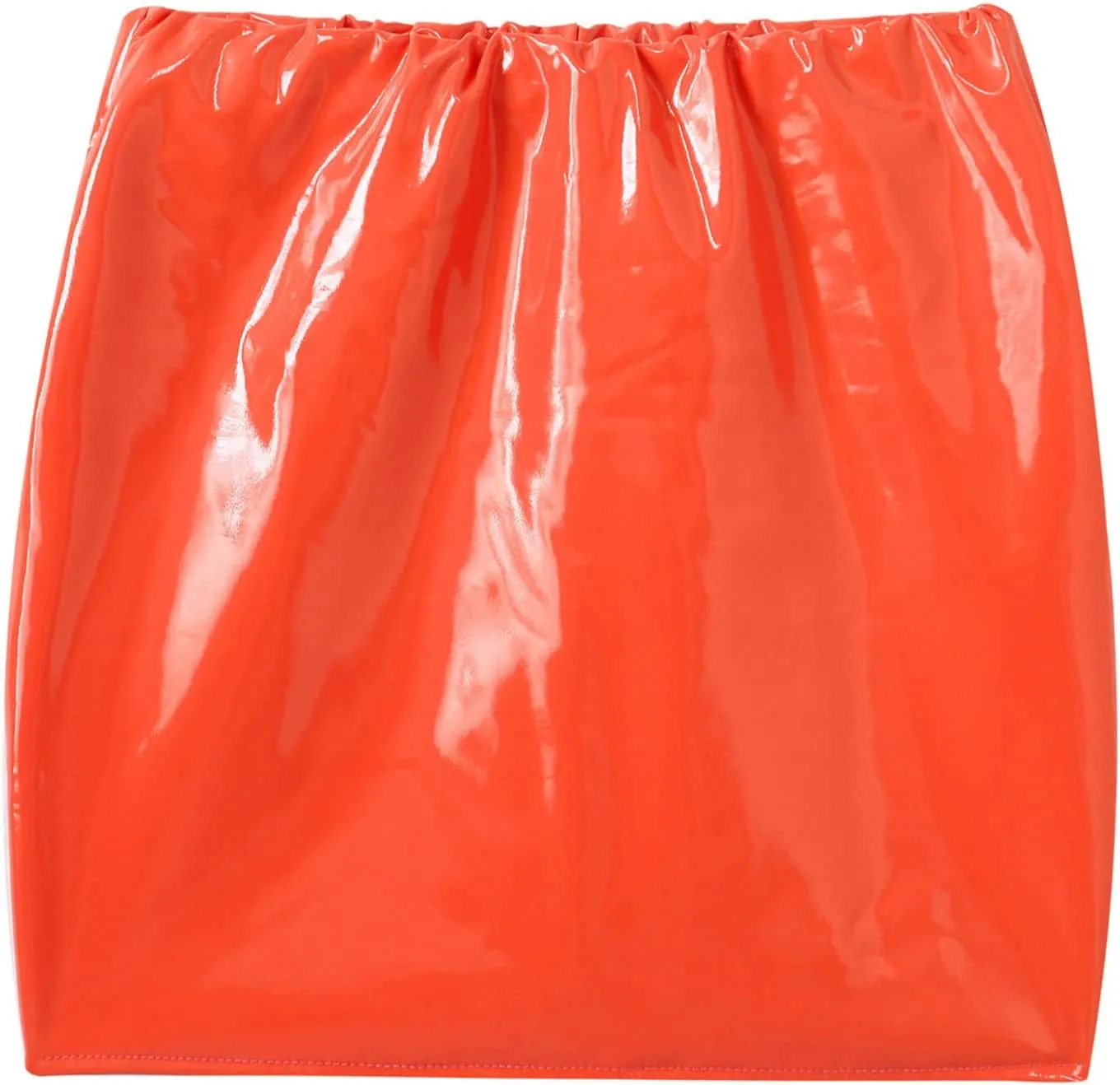 iiniim Women's Glossy Faux Leather Dress Classic High Waist Sexy Slim Mini Pencil Leather Skirts