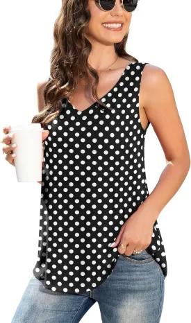 Jouica Women's Summer Sleeveless Chiffon Blouse Business Casual Tank Flowy Tops for Women