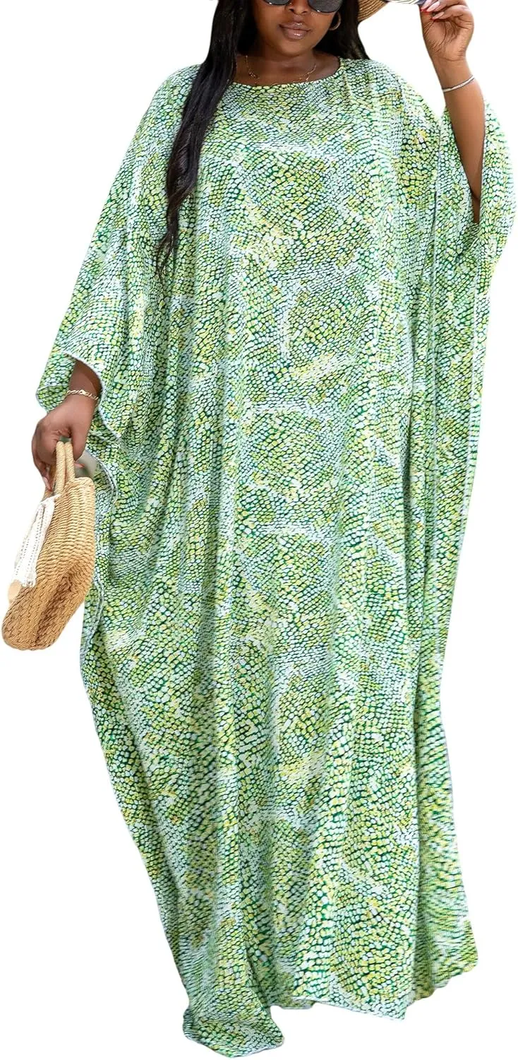 KINIKO Plus Size Kaftan Dresses for Women Caftan Bathing Suit Cover Up Casual Maxi Beach Loungewear Kimono