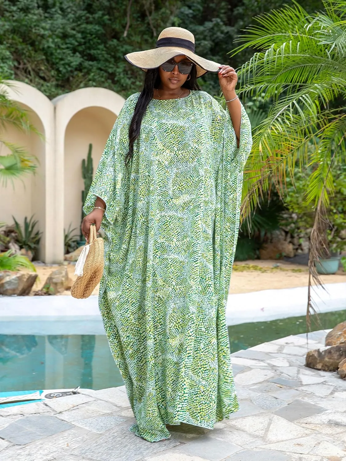 KINIKO Plus Size Kaftan Dresses for Women Caftan Bathing Suit Cover Up Casual Maxi Beach Loungewear Kimono