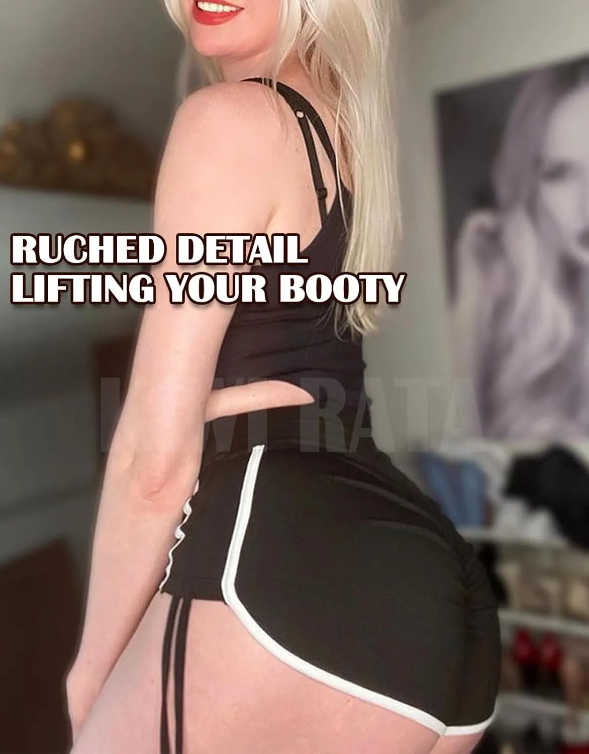 KIWI RATA Women's High Waist Booty Shorts Scrunch Butt Lifting Gym Workout Sexy Yoga Hot Pants