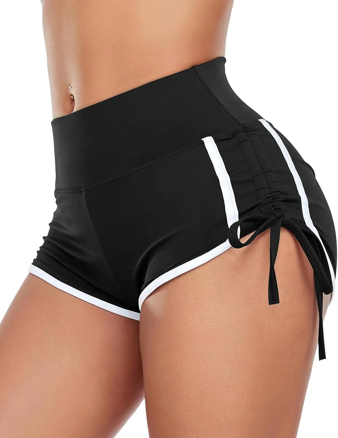 KIWI RATA Women's High Waist Booty Shorts Scrunch Butt Lifting Gym Workout Sexy Yoga Hot Pants