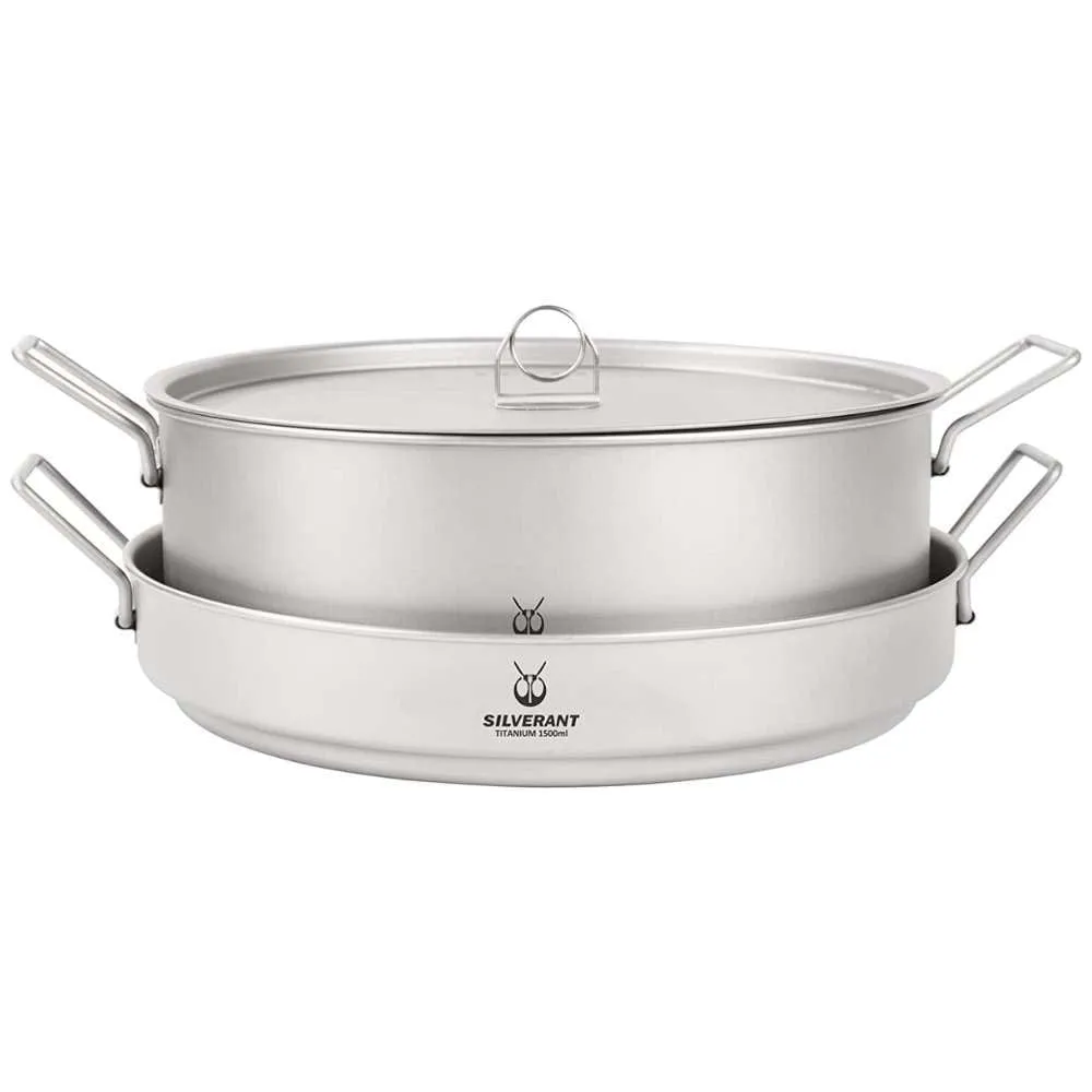 Large 2-Piece Titanium Camping Cookware Set With Hanger
