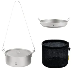 Large 2-Piece Titanium Camping Cookware Set With Hanger