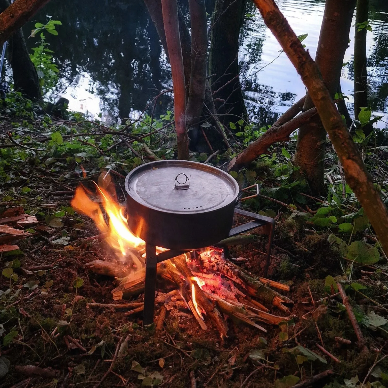 Large 2-Piece Titanium Camping Cookware Set With Hanger