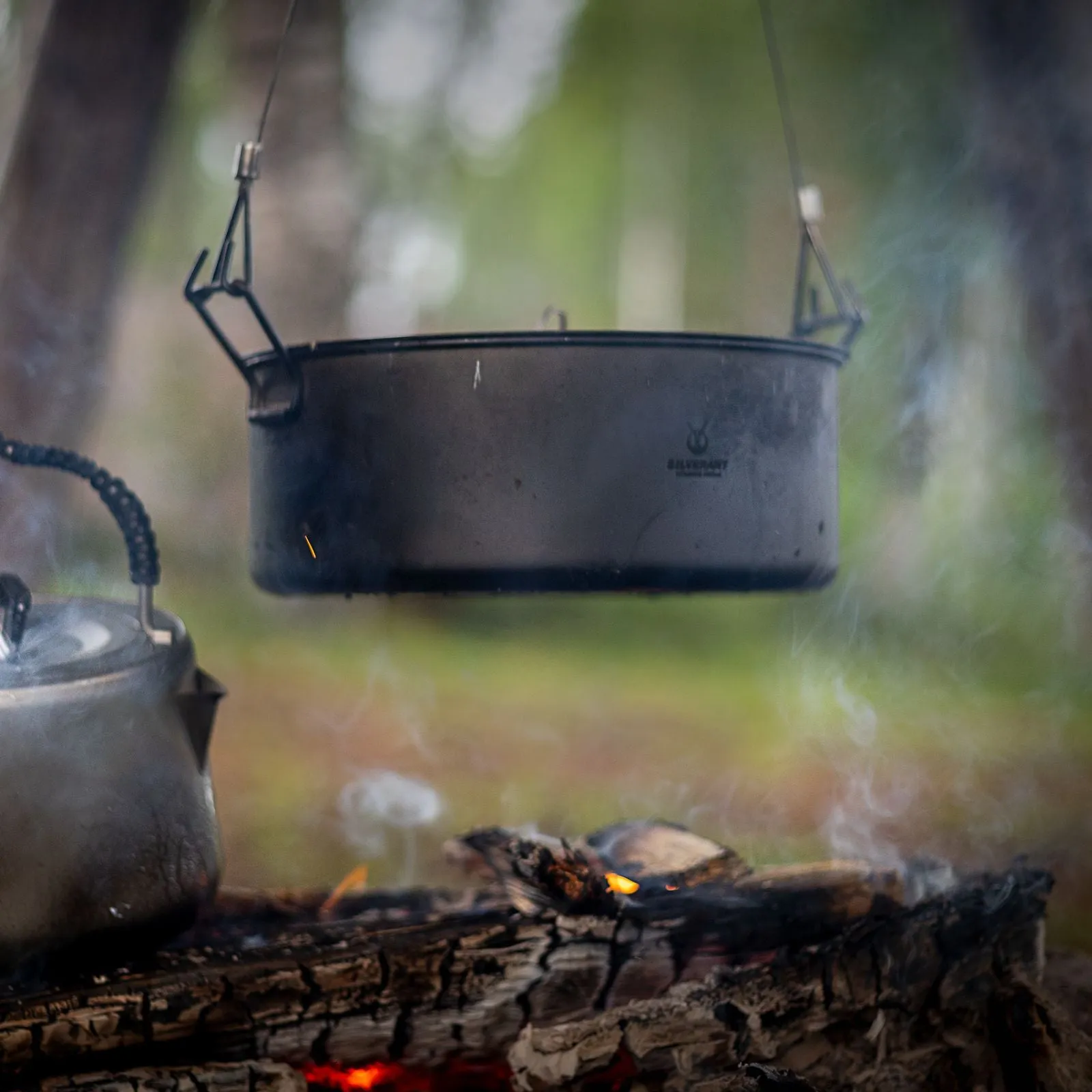 Large 2-Piece Titanium Camping Cookware Set With Hanger