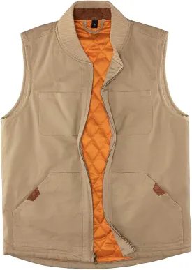 Lisskolo Men's Quilted Lined Vest Washed Canvas Winter Warm Outdoor Hunting Work Utility Travel Vest Jacket