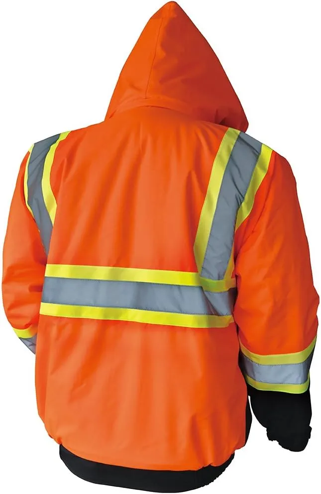 LM High Visibility Class III Reflective Waterproof Bomber Jacket W/Removable Hood