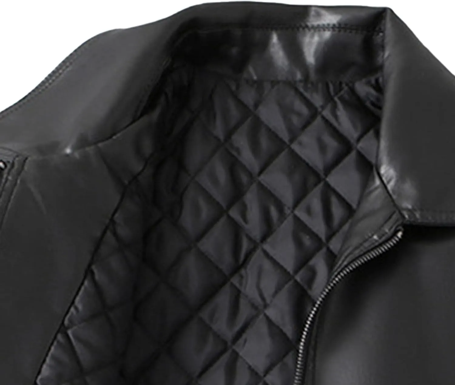 Maiyifu-GJ Men's Faux Leather Jacket Casual Slim Fit Leather Motorcycle Jacket Lightweight Zip-Up Biker Coat Windbreaker