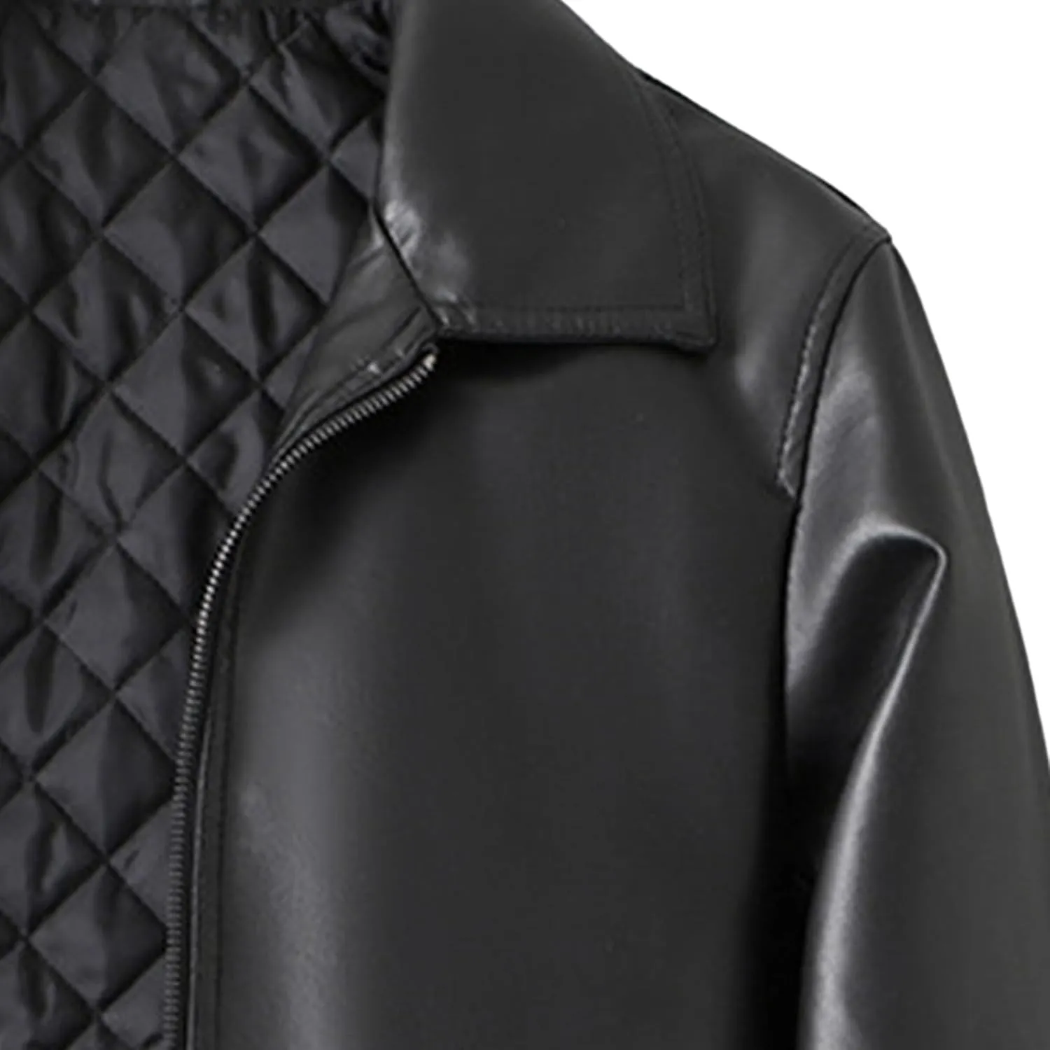 Maiyifu-GJ Men's Faux Leather Jacket Casual Slim Fit Leather Motorcycle Jacket Lightweight Zip-Up Biker Coat Windbreaker