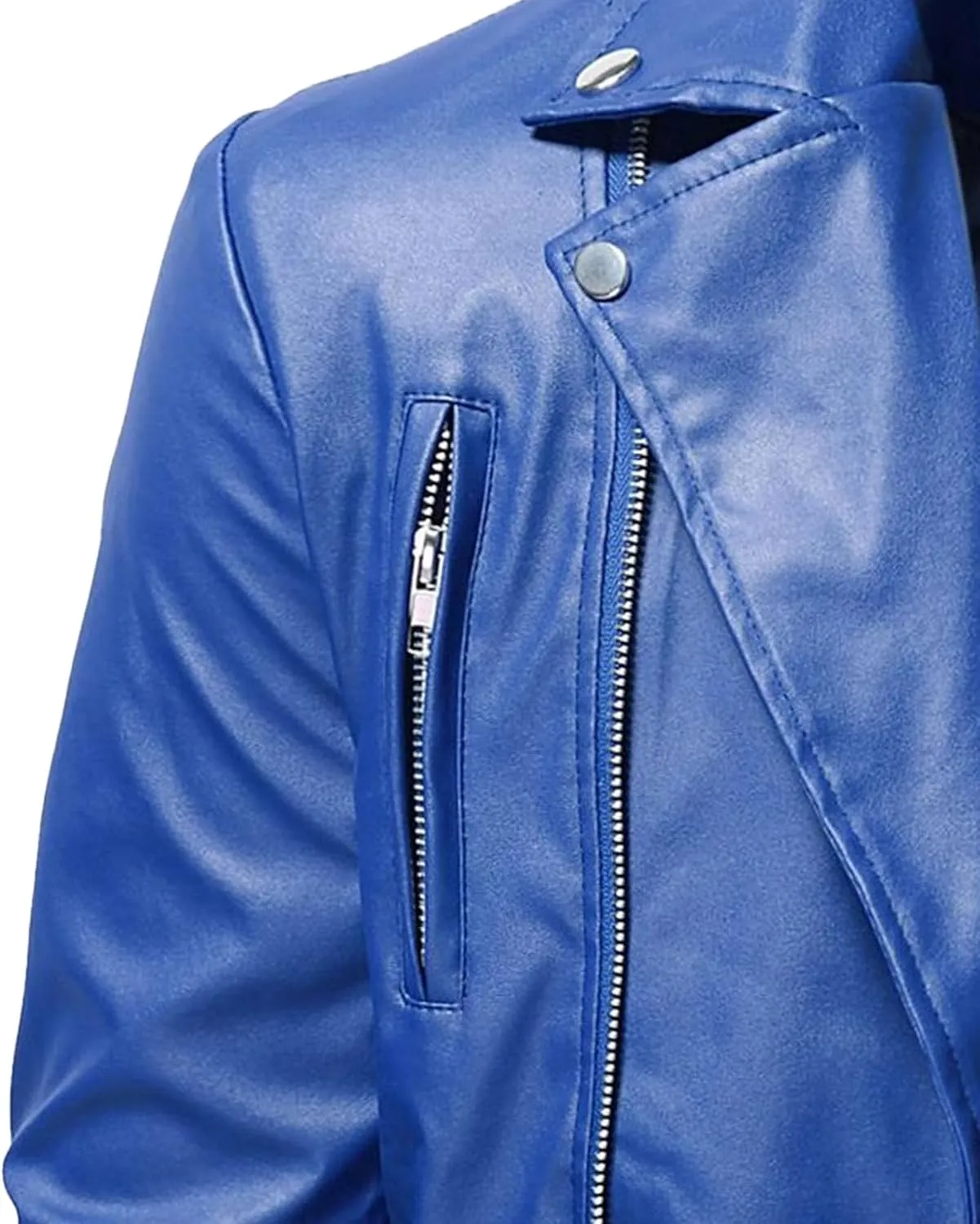Maiyifu-GJ Men's Leather Jacket Stylish Causal Faux Leather Motorcycle Jacket Lightweight Zip-Up Slim Fit Biker Coat