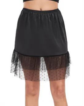 MANCYFIT Double Lace Half Slip for Women Under Dress Lace Slip Skirt Extenders Satin Under Skirt Liner