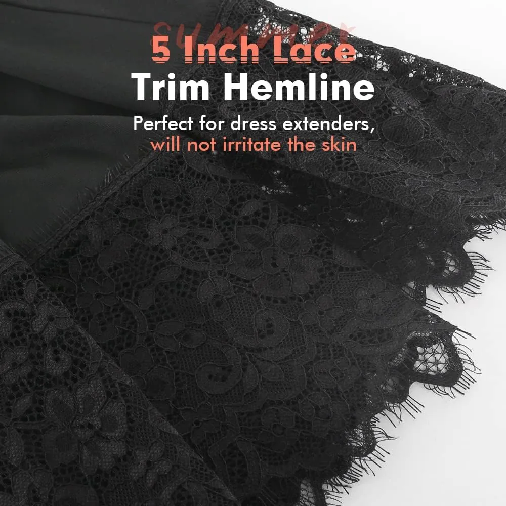 MANCYFIT Half Slips for Women Underskirt Dress Extender Lace Trim Knee Length Midi Skirt