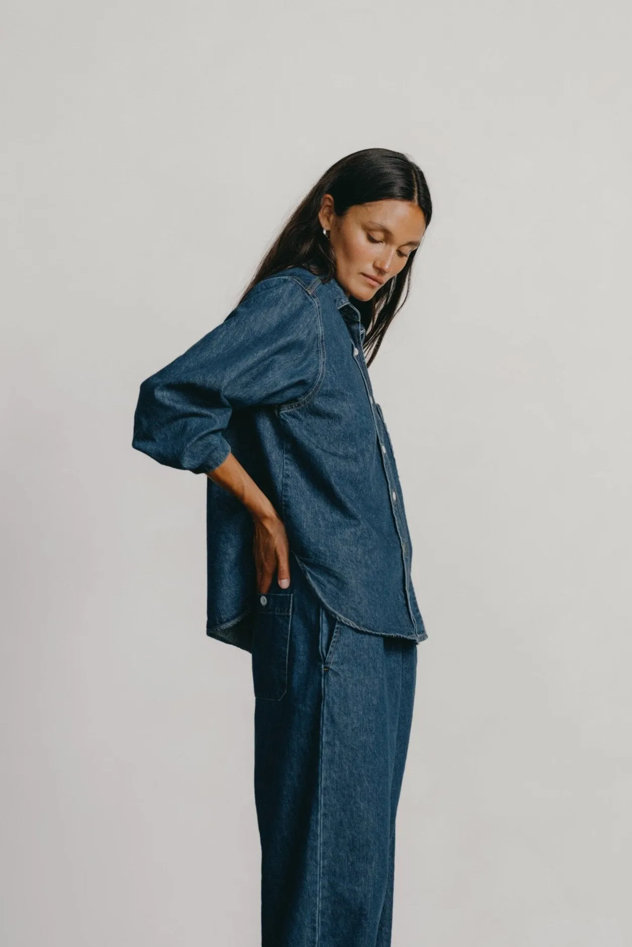 Marcie Shirt, Tencel Denim, Vintage Dark