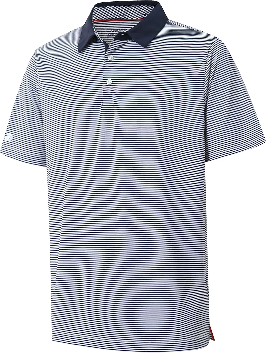 Mens Golf Polo Shirt Moisture Wicking Dry Fit Performance Athletic Short Sleeve Striped Golf Shirts for Men