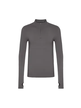 Men's Plant-Stretch Long Sleeve Half-Zip Top—Volcanic Grey