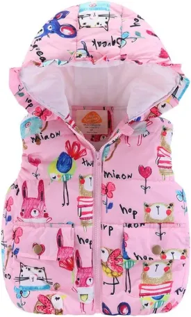 Mud Kingdom Cute Little Girls Vests Outerwear with Hood Animal