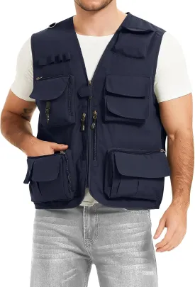 PEHMEA Men's Fishing Vest Utility Detachable Summer Vests with Pockets for Safari Travel Outdoor Work Photo Cargo Fly