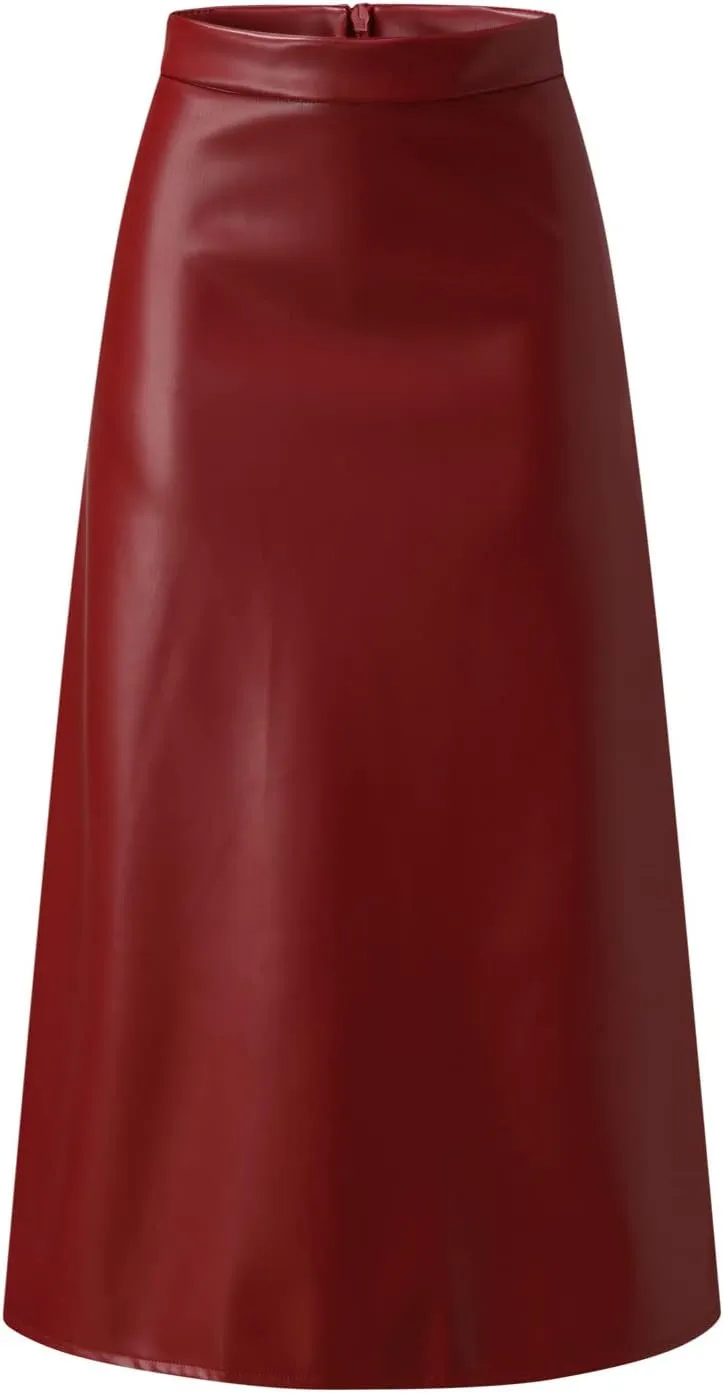 plus Size Skirts for Women 2x Solid Long High Leather A Color Womens Faux Skirt Line Skirts Waist Skirt