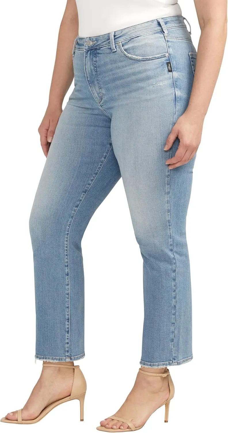 Silver Jeans Co. Women's Plus Size Isbister High Rise Straight Leg Jeans