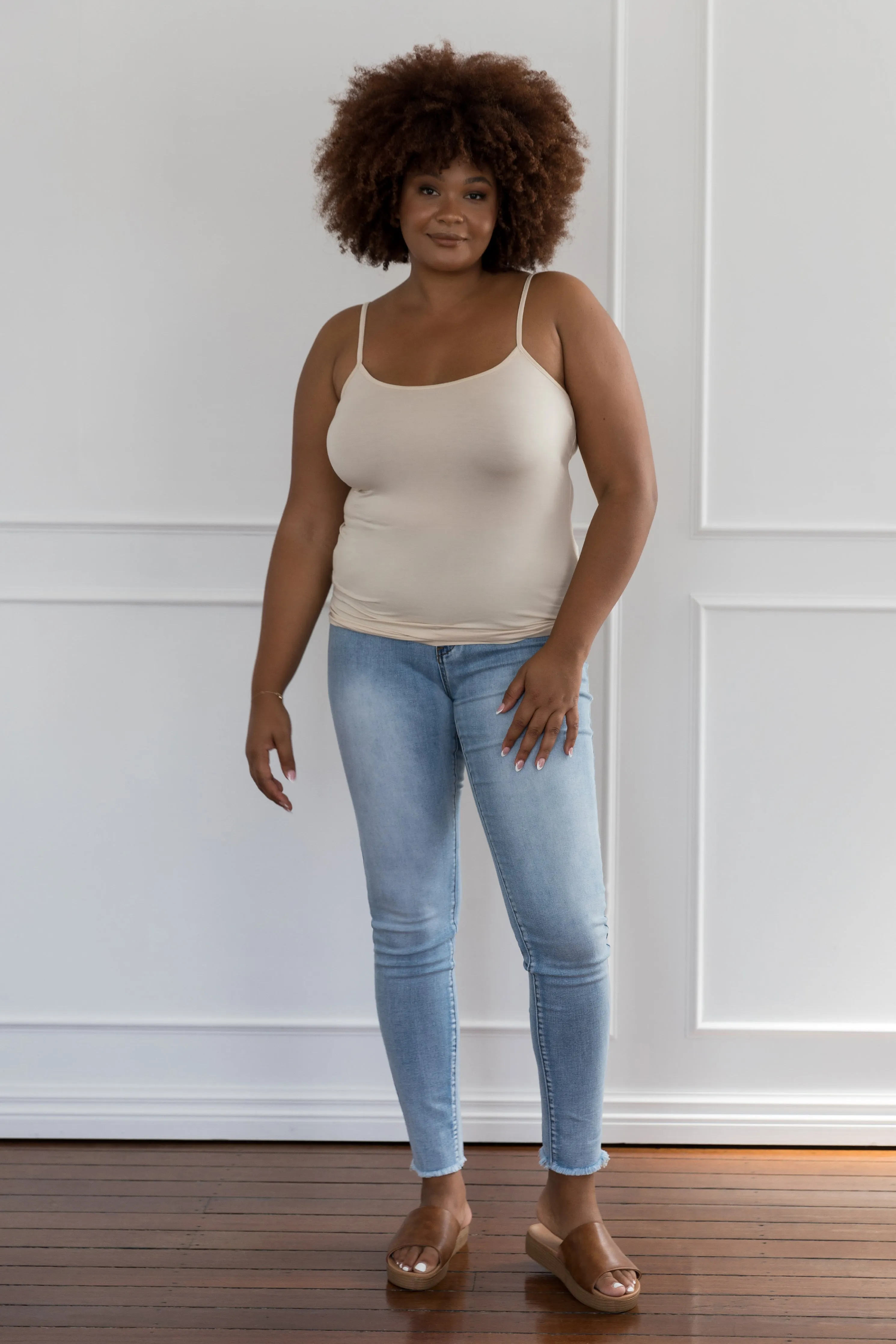 Slip Singlet in Beige