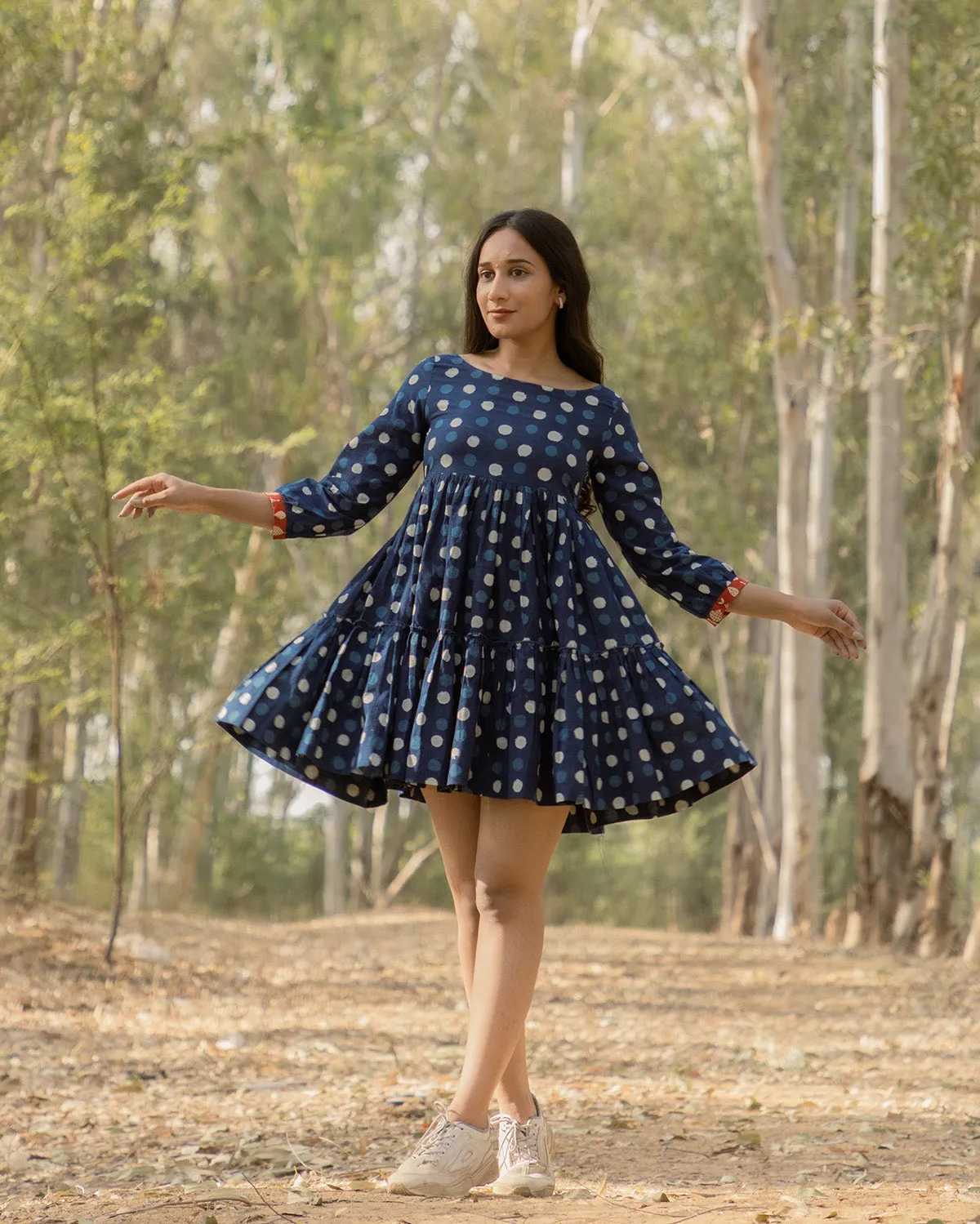 Sonia Indigo Polka Dress Back Open