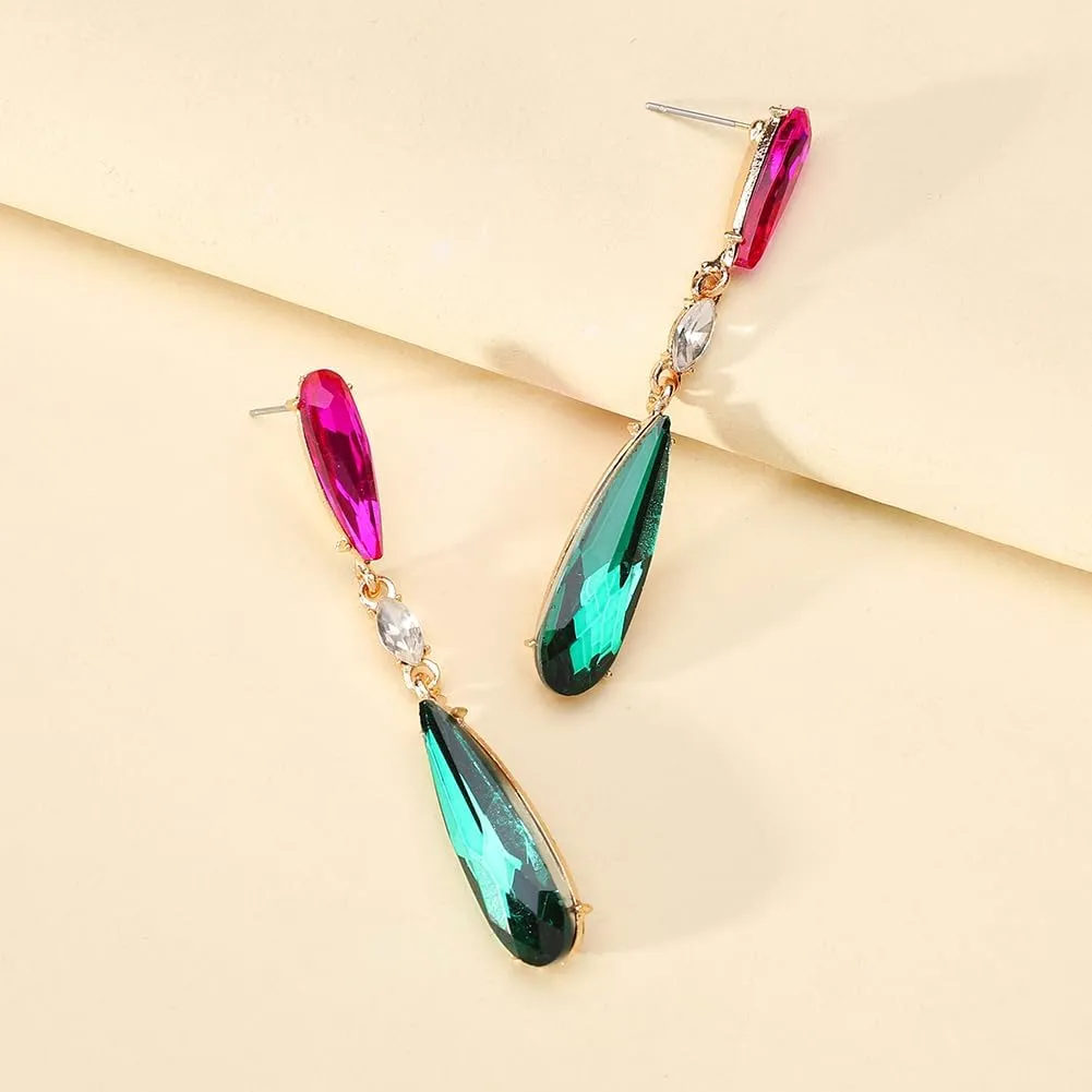 Trendy Simple Teardrop Dangle Earrings for Women Rhinestone Elegant Vintage Jewelry for Prom Party Daily Wear