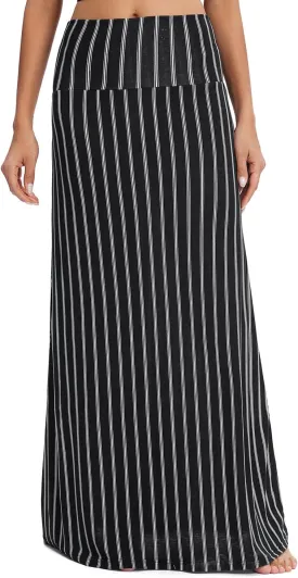 Urban CoCo Women's Stylish Spandex Comfy Fold-Over Flare Long Maxi Skirt