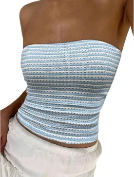 ZAFUL Women Satin Strapless Tube Tops Side Split Sleeveless Backless Bandeau Top Going Out Bustier Tops Silk Tank Top